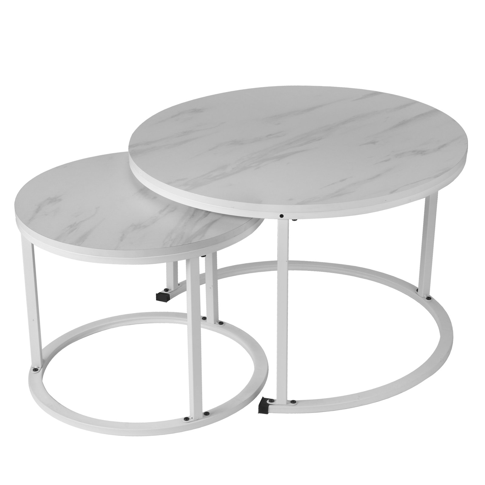 Latitude Run Modern Marble Coffee Table Waterproof Wooden Desktop Metal Frame 2 Nesting Coffee Tables & Reviews